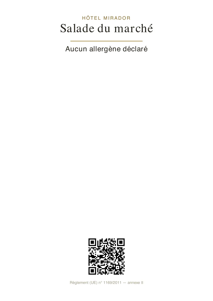 Étiquette imprimée portant « Aucun allergène déclaré »